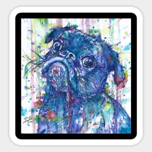 PUG - watercolor and ink portrait Sticker